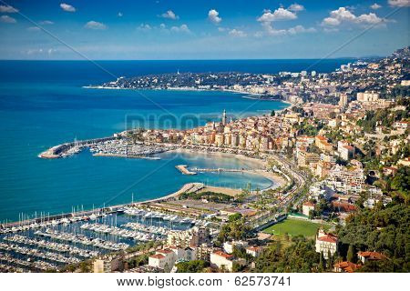 Panoramic view on Sanremo,  Azur coast,  Italy.