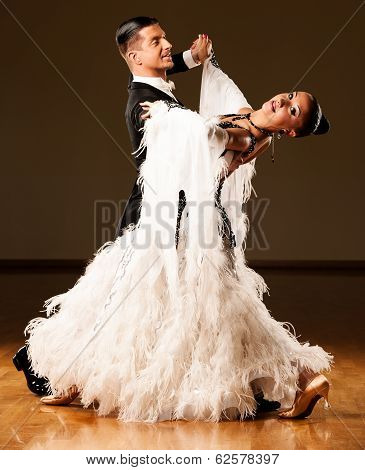 Professional Ballroom Dance Couple Preform An Exhibition Dance
