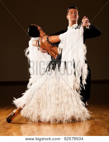 Professional Ballroom Dance Couple Preform An Exhibition Dance