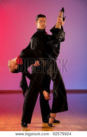 Professional Ballroom Dance Couple Preform An Exhibition Dance