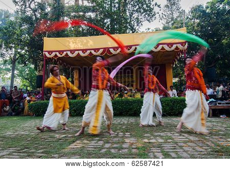 Men Dancers Performing In Holi Celebration, India