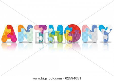 ANTHONY written with alphabet puzzle - vector illustration