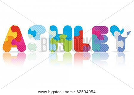 ASHLEY written with alphabet puzzle - vector illustration