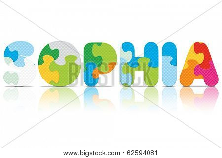 SOPHIA written with alphabet puzzle - vector illustration