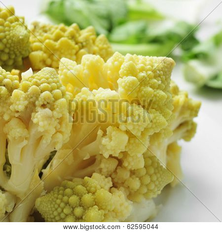 closeup of a cooked romanesco broccoli