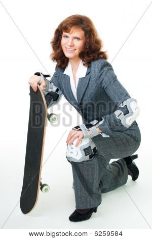 Bussiness kvinna med Skate