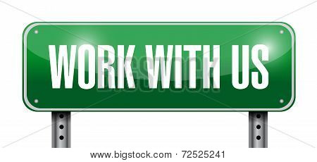 Work With Us Street Sign Illustration Design
