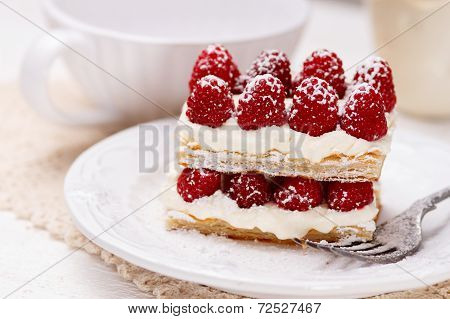 Appetizing French Millefeuilles Raspberry Dessert