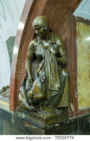 Sculpture At The Subway Station Revolution Square In Moscow. Russia