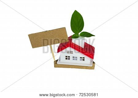 Eco clean house and signs on white background