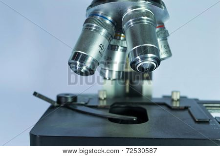 closeup isolate lap microscope on white background