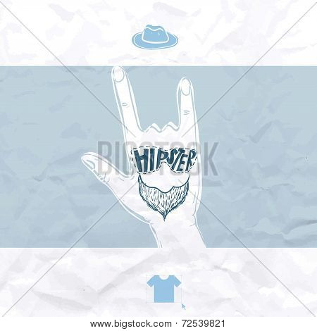 Vintage Hand With Hipster Beard