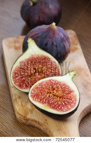 Beautiful Ripe Fresh Pulpy Figs On The Table