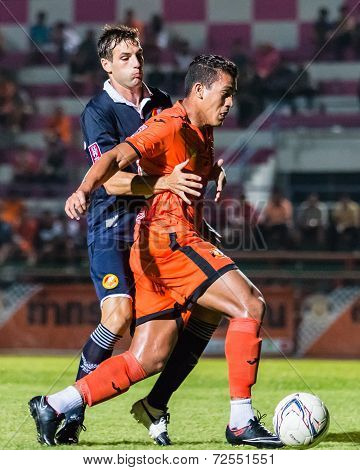 Sisaket Thailand-september 21: David Bala Of Sisaket Fc. In Action During Friendly Match Between Sis