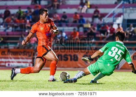 Sisaket Thailand-september 21: David Bala Of Sisaket Fc. In Action During Friendly Match Between Sis