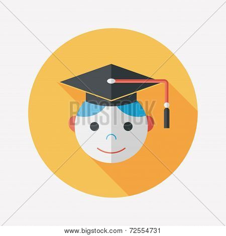 Graduation Man Flat Icon With Long Shadow,eps10