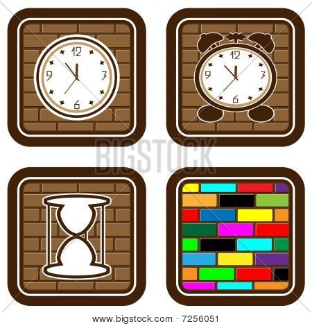 Cegła Web przyciski z ikonami Time.eps