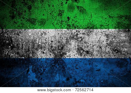 Grunge Flag Of Sierra Leone With Capital In Freetown