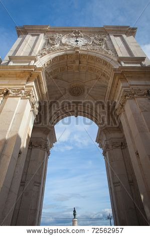 The Rua Augusta Arch In Lisbon. Here Are The Sculptures Made Of Celestin Anatole Calmels And Victor