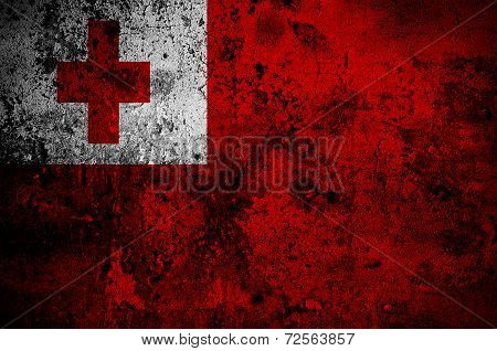 Grunge Flag Of Tonga With Capital In Nuku'alofa
