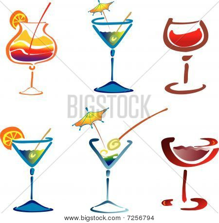 vektor farvet forskellige cocktails