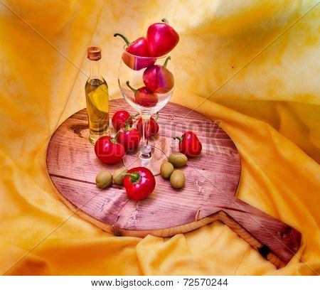 Spicy Red Peppers And Oil