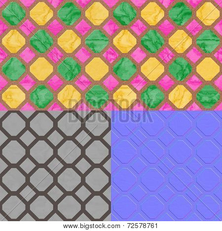 Floor Tiles Seamless Generated Texture (Diffuse, Bump, Normal)