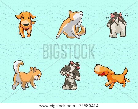cute dogs with seamless pattern