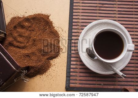 Coffee Beans And Dark Coffee