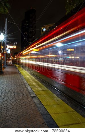Train in Motion at Night