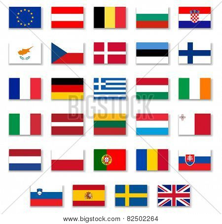 European Countries Flags Set 1 .Vector