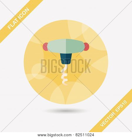 Kitchenware Corkscrew Flat Icon With Long Shadow,eps10