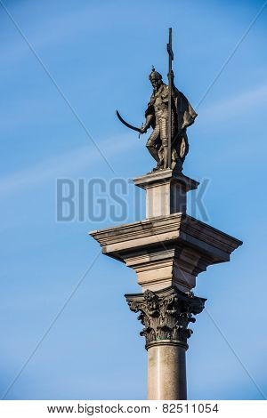 Zygmunt column in the center of Warsaw