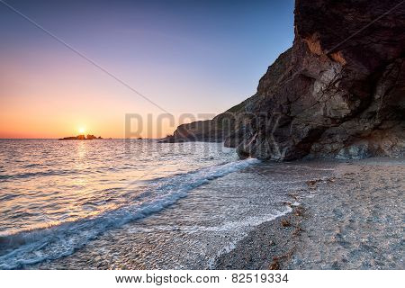 Sunset At Polpeor Cove
