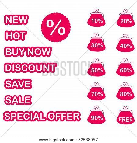 Retail Text Sign Sticky Labels, Flat Vector Illustration