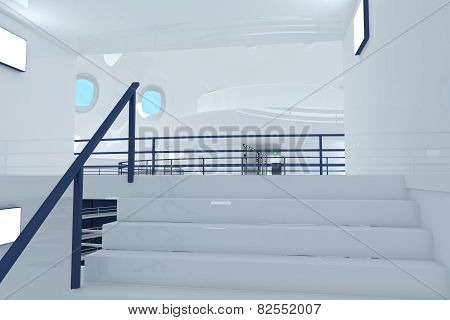Reflective Emergency Staircase in Modern Building