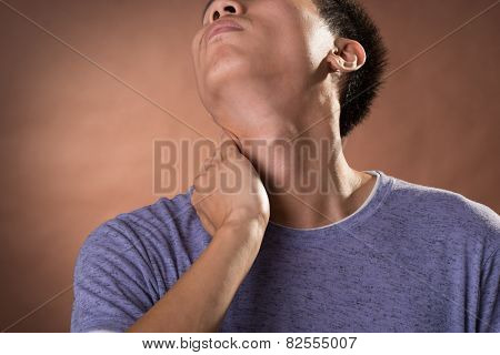 Pain in a neck at the young men.