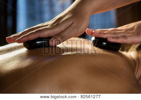 Stone massage closeup