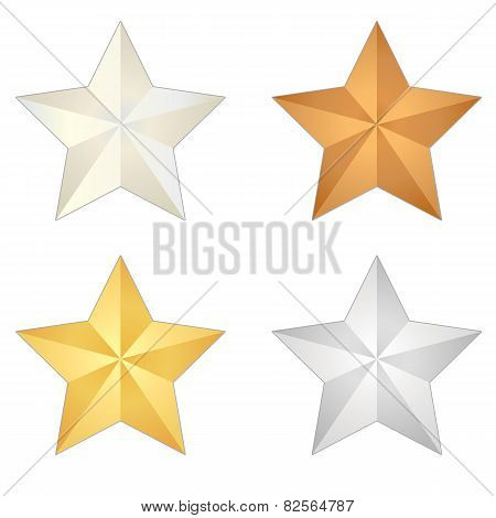Isolated Metal Star Vector Set