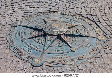 Point Of Zero Kilometre The Start Of All Roads In Samara, Russia