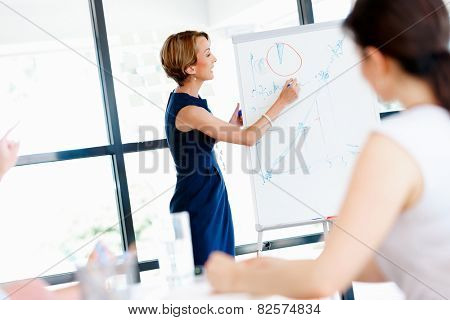 Businesswoman doing a presentaion in front of her collegues