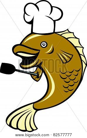 Cook Chef Largemouth Bass Fish Spatula Cartoon
