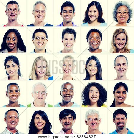 Protrait of Group Diversity People Community Happiness Concept