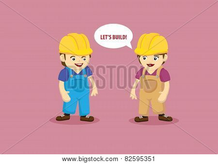 Building And Construction Workers Cartoon Characters