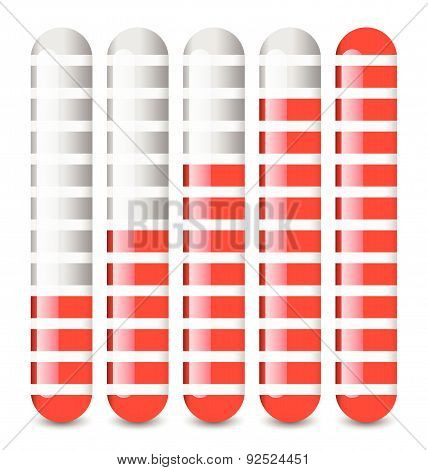 Vertical Bars Set At Different Levels. Level Indicators.