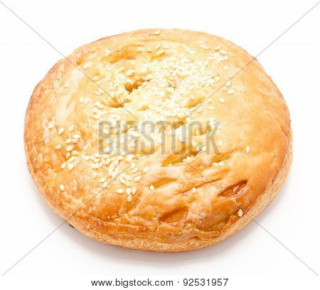 Fresh Puff Pastry With Chicken Isolated