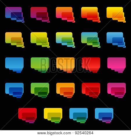 Rainbow colorful transparent rounded rectangle chat bubbles set