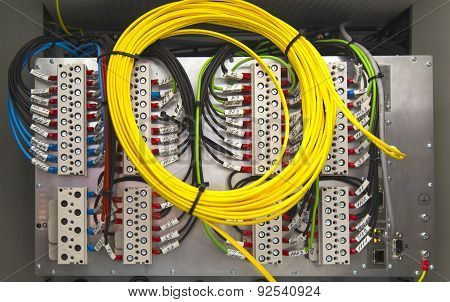 Electrical terminals and wires closeup