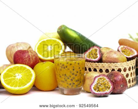Group Of Fruits And Vegetables Isolated