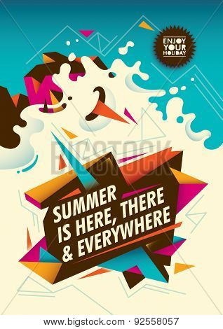 Summer poster design with abstraction. Vector illustration.
